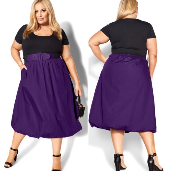 City Chic Dresses & Skirts - City Chic purple black Paris days dress puff skirt S/16